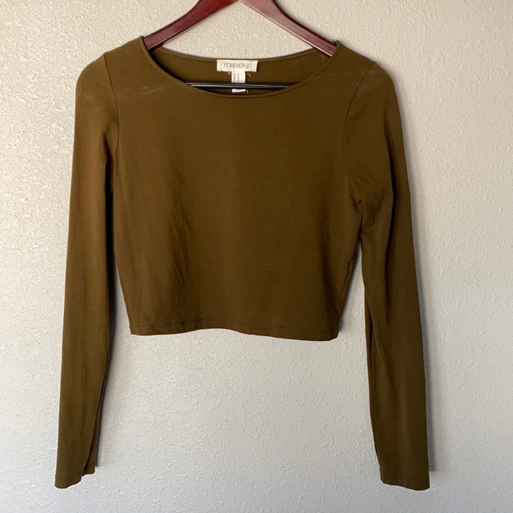 Forever 21 olive green thick crop top